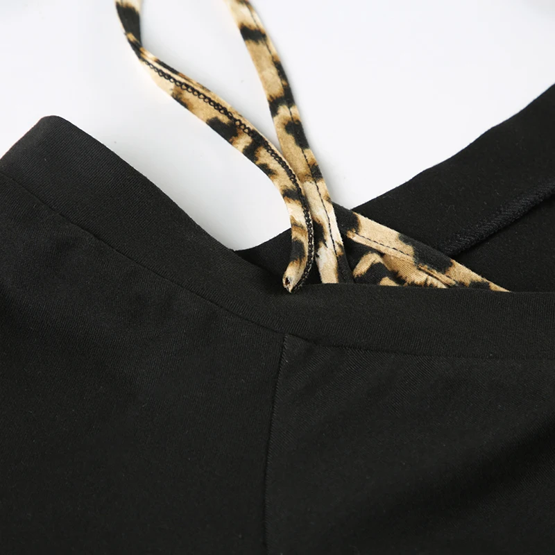 Patchwork Leopard Haled Fake Two Piece T-Shirt Women Long Sleeve Sexy Slim Design s New Blouses & Shirt Fashion