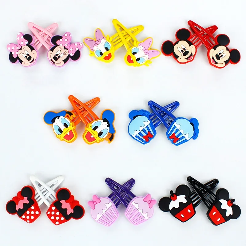Disney Mickey and Minnie Hairpin Children's Cute Donald Duck Hair Accessories BB Clip Cartoon Color Girl Side Clip Birthday Gift hair accessory pearl hairpins hair clip jewelry accessories