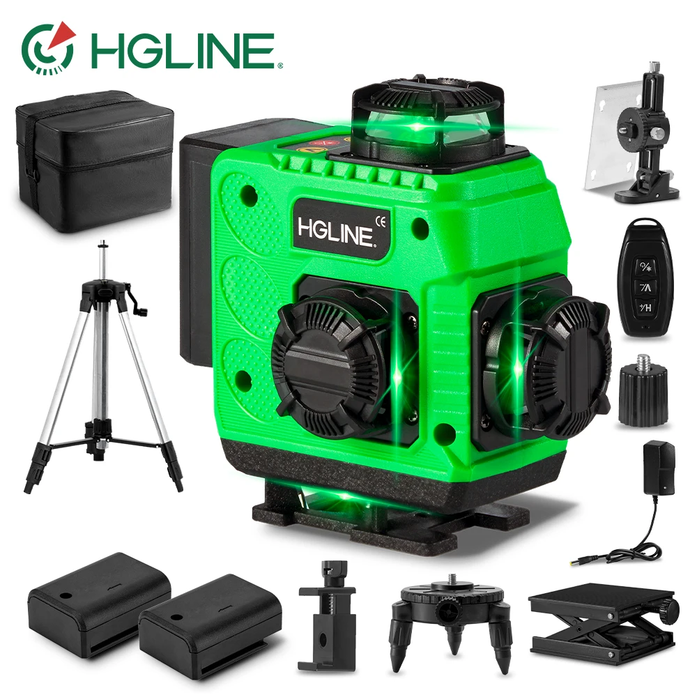 Niveau laser 4x360 4D 16 Line Ligne Laser Verte Horizontal et Verticale avec Télécommande Intégrée Batterie 2 * 2400 mAh STANEW - Bricolage