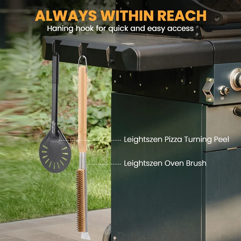 21Inch Pizza Oven Brush With Scrapers, Copper Wire Pizza Stone Cleaning Brush For BBQ Grill Cleaning-A97Q