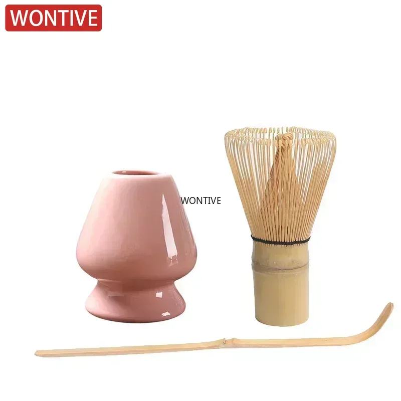 3pcs Matcha Set Bamboo Whisk Teaspoon Ceramic Bowl Tranditional Tea Sets Home Tea-making Tools Accessories