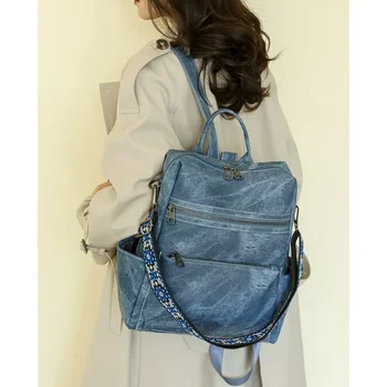 Zaino da donna multiuso alla moda Zaino retrò leggero per ragazze Borsa a tracolla a doppio scopo da viaggio per il tempo libero di grande capacità