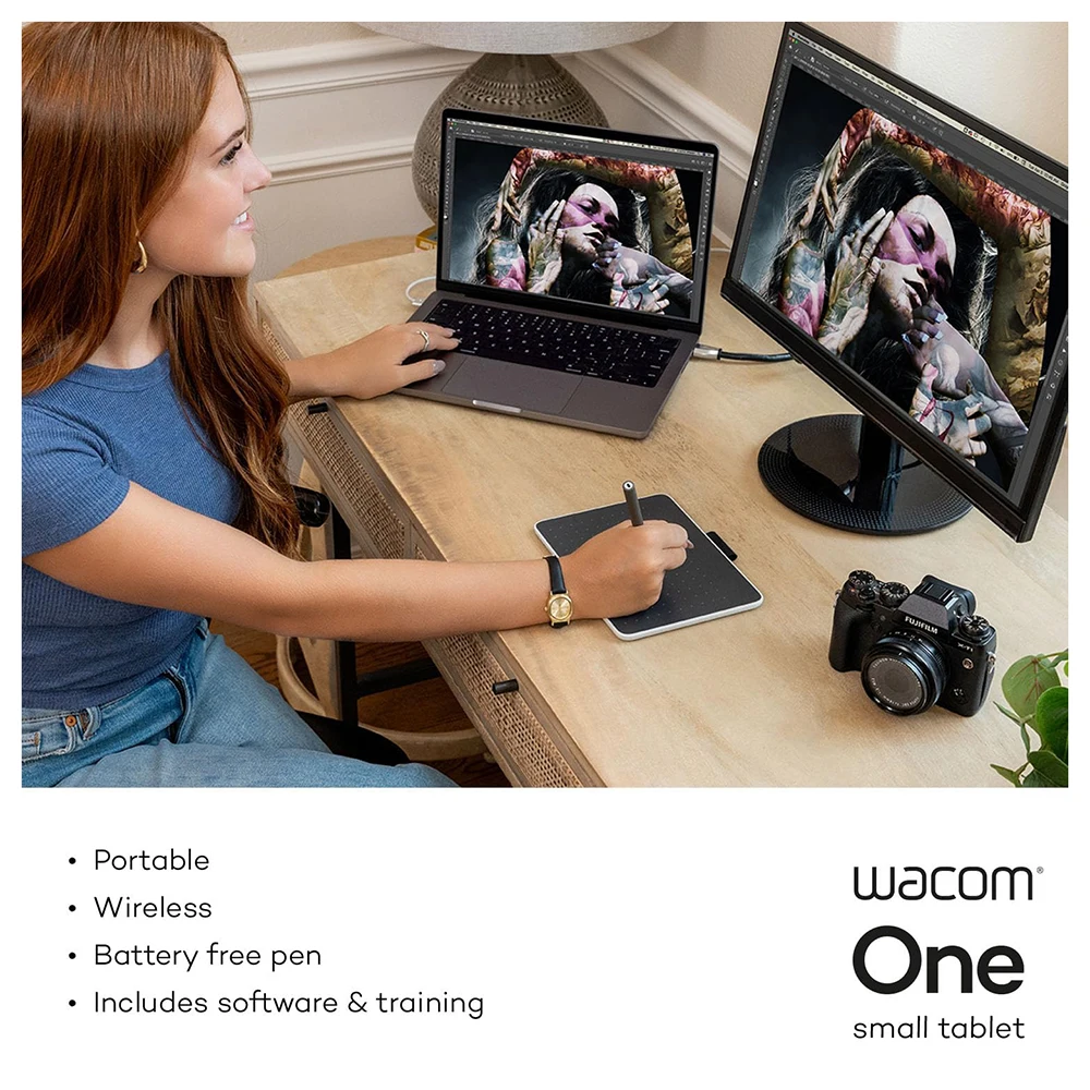 와콤 원 미디엄 블루투스 그래픽 드로잉 태블릿 CTC-6110WL, 크롬북, 맥, 윈도우, 안드로이드 호환, 9.9x7.1 인치
