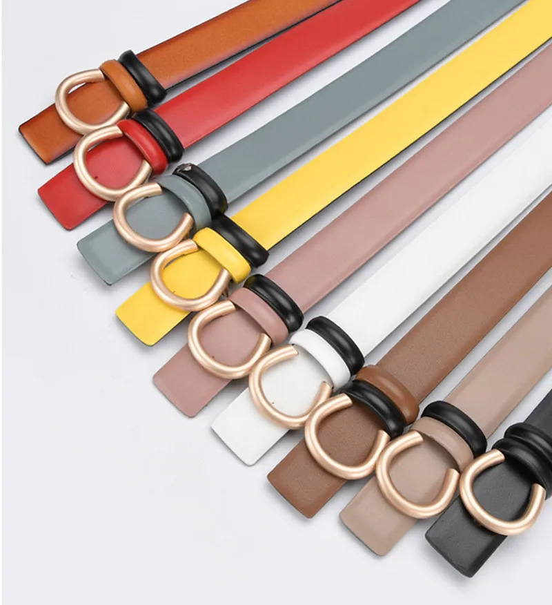 

Cowhide Women's Belt Metal Buckle for Lady Leather Detachable Double Side All-match Waist Belts Dress Jeans Waistband
