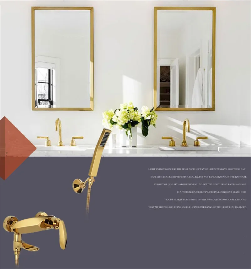 Description Picture 5 of itemBathtub Shower Set Wall Mounted Gold Bath and Faucet, Bathroom Cold and Hot Bath and Mixer Tap Brass