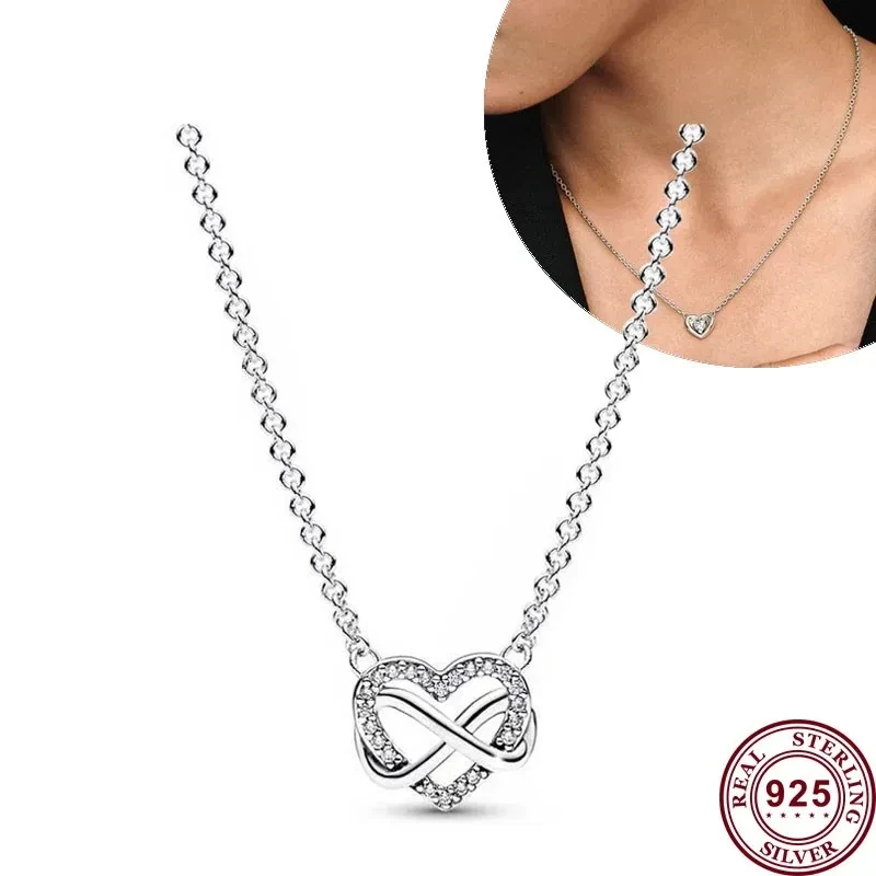 New Hot Selling S925 Silver Sparkling Snowflake Feather Women's Mother's Day Love Necklace Engagement DIY Charming Jewelry