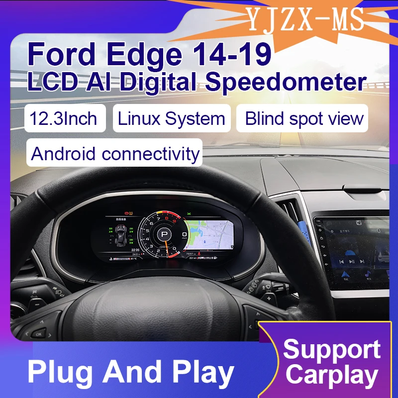Panel de Instrumentos Digital KD para Ford Edge 2015-2020, Pantalla LCD Digital de 12.3 Pulgadas con CarPlay, Android Auto y GPS 1