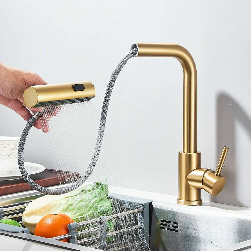 真鍮 3 機能シングルハンドル温水および冷水クレーンカウンタートップ