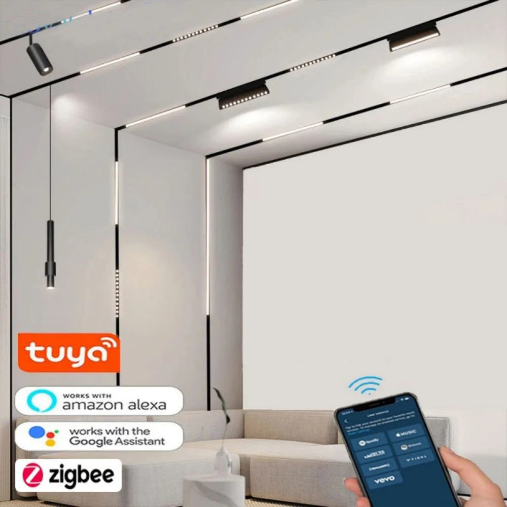 Smart LED Magnetic Track Light Dimmable 48V Pendant Spot Lamp Magnet Flexible Fixture Rail Modern Changeable Design System 2M | Освещение