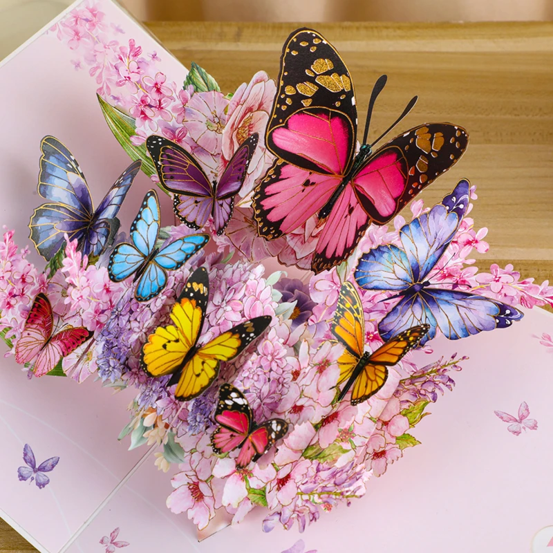 Greeting Cards 3D Butterfly Pop Up For Valentine's Day Mother Anniversary Wedding Invitation Birthday