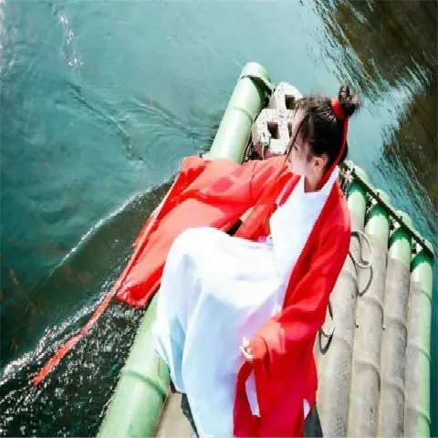 2022 Hanfu Coat Chinese Style Traditional Daily Hanfu Pure Han Tang Ancient Women Chiffon Cardigan Chinese Clothes for Women red white 2pcs set