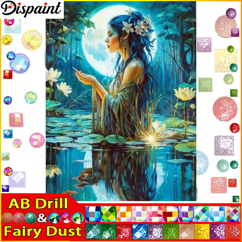 

Dispaint Fairy Dust AB Diamond Painting Full Square/Round Drill 5D DIY "Woman Moon" Daimond Embroidery Rhinestone Cross Stitch