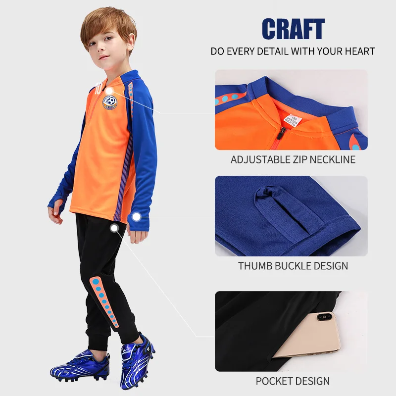子供高品質サッカージャージ快適なトレーニングトラックスーツサッカー
