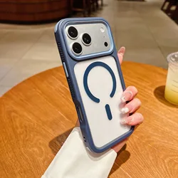 Luxury Armor Clear Shockproof Magnetic Case with MagSafe - Compatible Wireless Charging - iPhone 15 Plus (Navy)