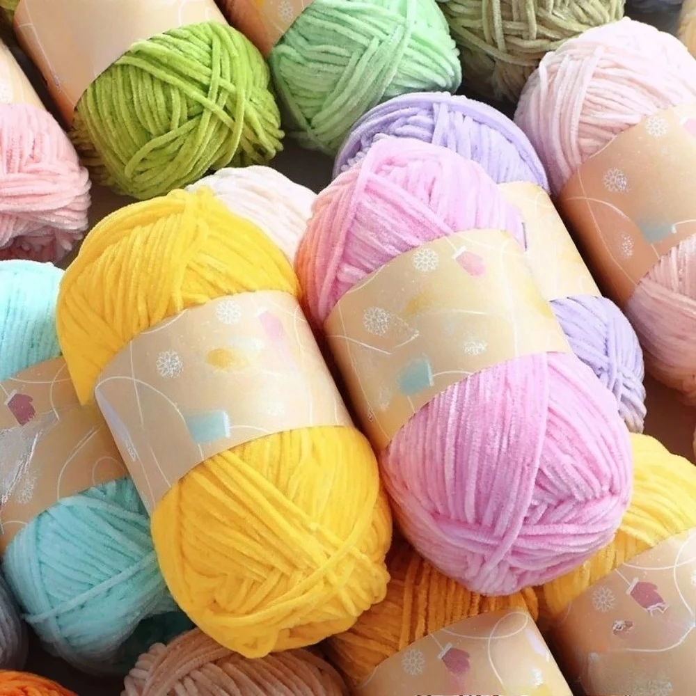Pear Lustre Chenille Yarn - 148 Meters of Soft Pleuche Wool for Handcrafted Crochet Projects