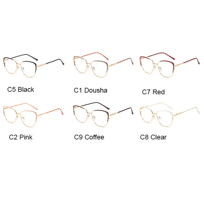 Fashion Cat Eye Anti Blue Light Reading Glasses Women Luxury Designer Metal Eyeglasses Anti Glare Presbyopic Computer Eyewear +2 5