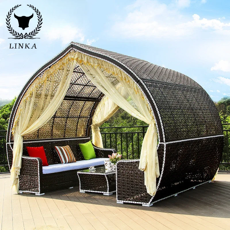 Outdoor gazebo balcony rattan sofa pavilion villa courtyard roof garden homestay rattan art