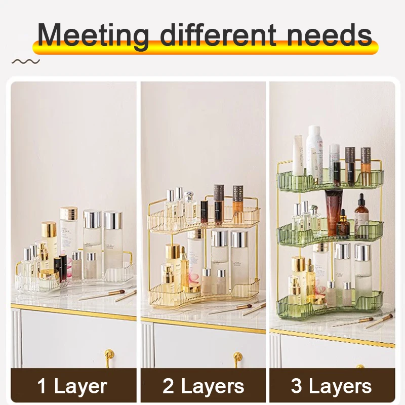 1 cosmetic storage rack, multifunctional 90 ° corner storage rack, high-quality transparent PET material counter dressing table 6