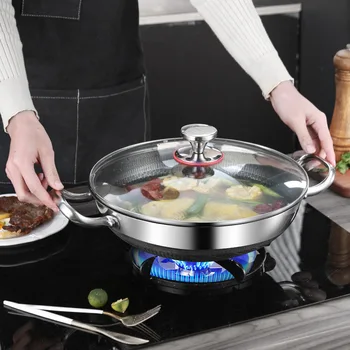 Stainless Steel Pan, Cooking Pan, Double-sided Honeycomb Frying Pan, Non-stick Pan with Lid Induction Cooker Gas Stove Universal 3