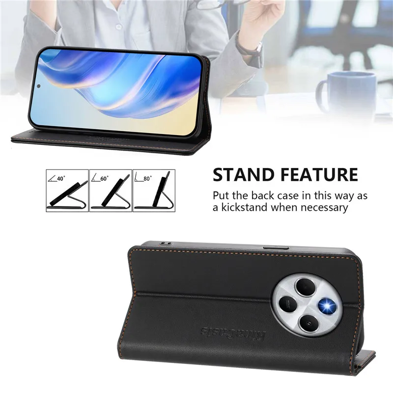 Luxury Anti-Theft Leather Wallet Flip Phone Case with Magnetic Closure