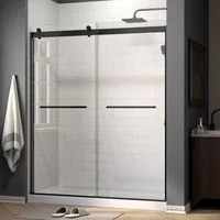Frameless Shower Door,60" W X 74" H Double Sliding Door with 5/16" SGCC Tempered Clear Glass,Matte Black Shower Door 1