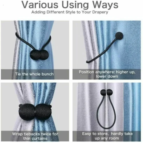 Description Picture 6 of item2PCS Magnetic Ball Curtain Tiebacks Tie Rope Accessory Rods Accessoires Backs Holdbacks Buckle Clips Hook Holder Home Decor