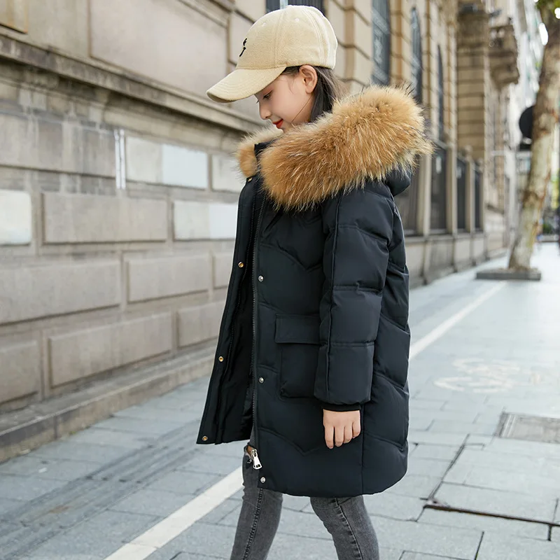 Fashion Winter Girls Coats Teens White Duck Down Jacket Real