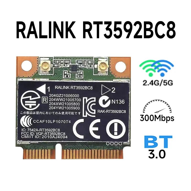 Nuova Scheda Wlan Wireless Rt3592Bc8 Rt3592 3592Bc8 Half Mini Pci-Express Pcie Bluetooth Bt 3.0 Wifi