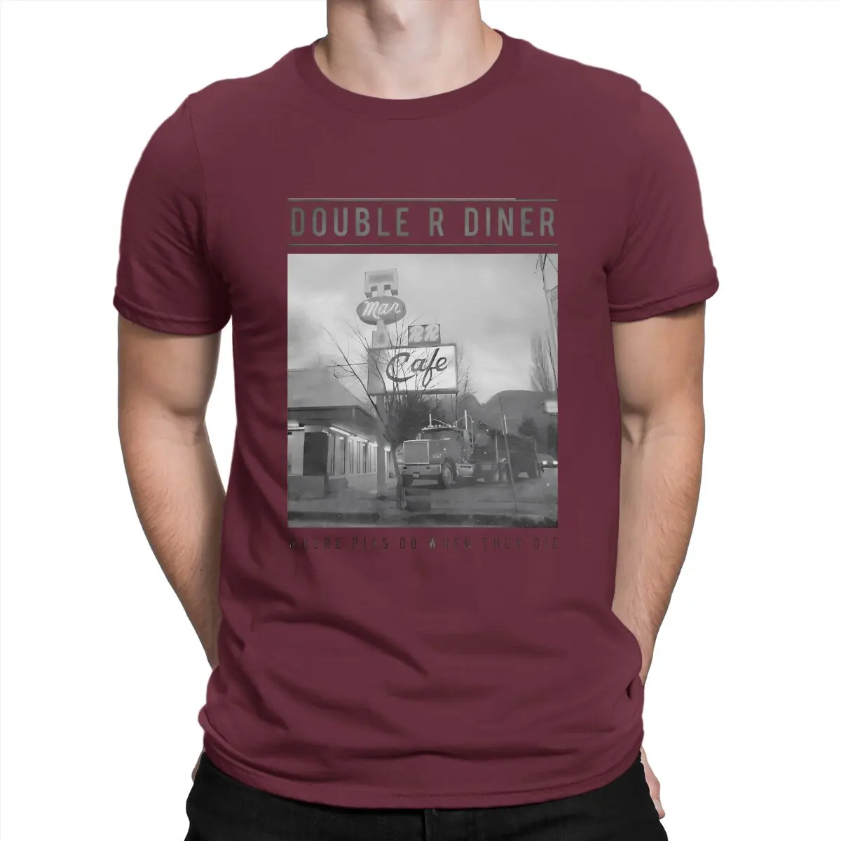Camiseta con el logo de Double R Diner Where Pies Go To Die, camisetas de algodón Twin Peaks, divertidas camisetas de manga corta con cuello redondo, camiseta clásica