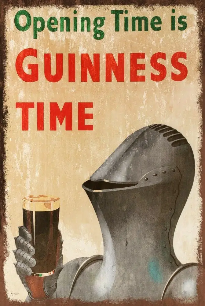 

Guiness Knight Advert Vintage Look Retro Metal Sign Plaque, Pub bar mancave