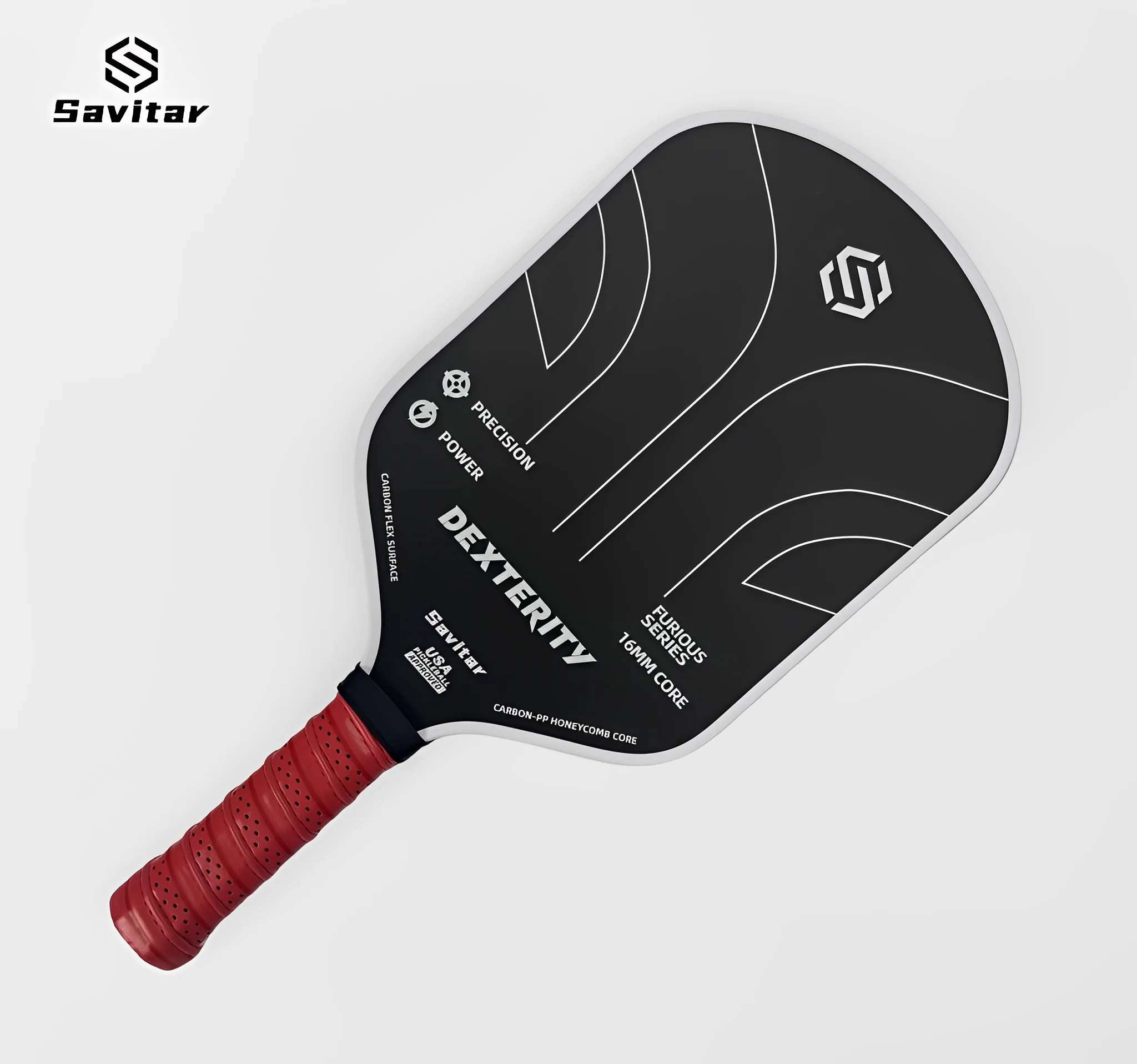 SAVITAR-T700 Carbon Fiber Pickleball Paddle, Carbon Friction Surface, Polymer Core, Enhanced Power, Spin and Control, 16mm