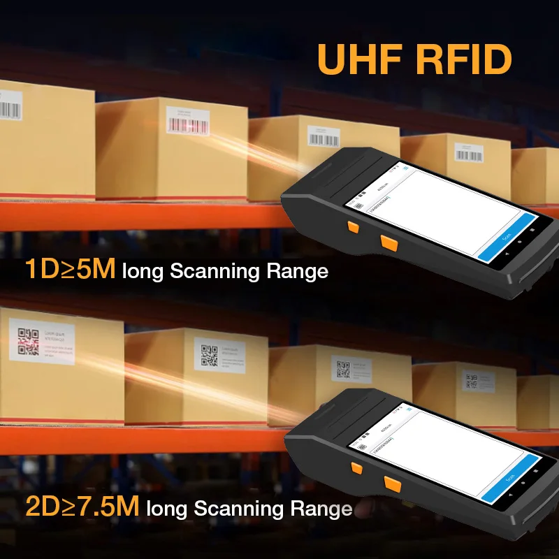 5.5 Inch Touch Screen Handheld PDA 4G Android POS Machines All In One Handheld Terminal Build In 58MM Receipt Label Printer
