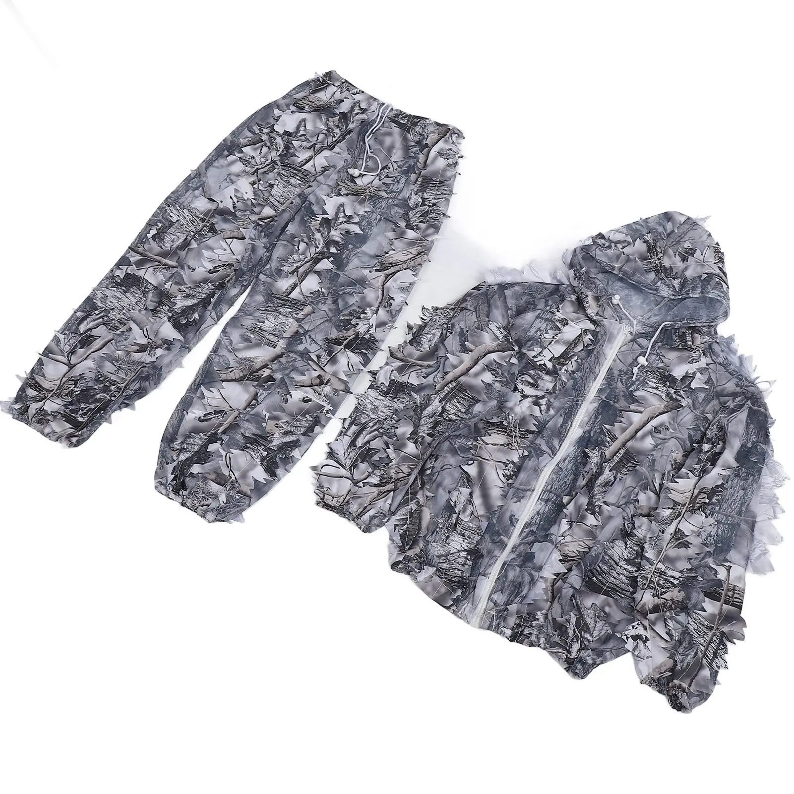 Snow Wild Camouflage Ghillie Suit 3D Leaf Jackets and Pants Set Clothes for Hunting Birding Watching Ghillie Suit ghillie suit