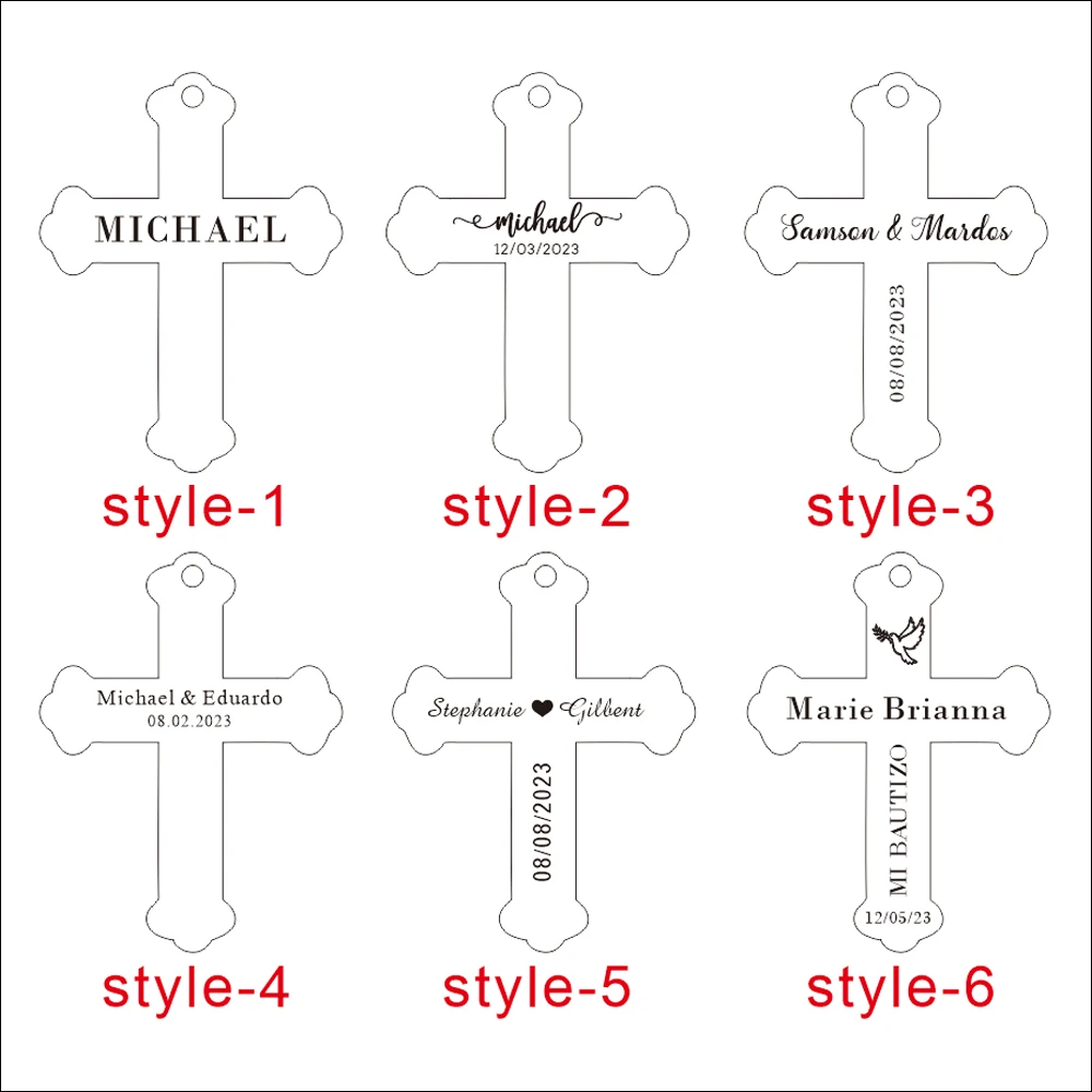 Personalized Laser Engraving Name And Date Cross Keychain Custom