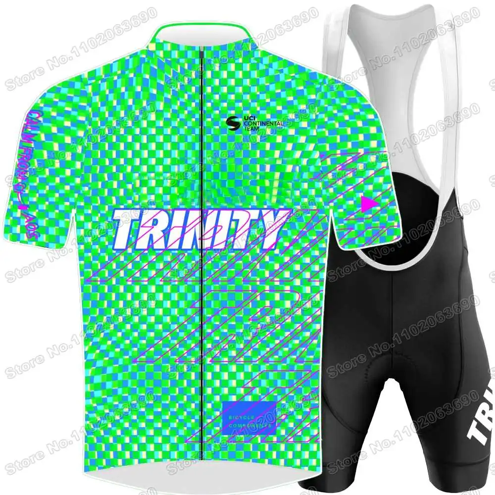 Team Trinity Racing Cycling Jersey Set Men Cycling Clothing Green Summer Road Bike Shirts Suit Bicycle Bib Shorts MTB Wear