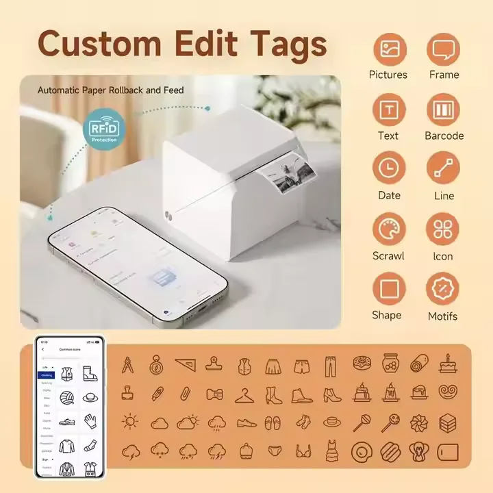 HPRT T260LR Portable Thermal Label Printer Adhesive Sticker T260 Mini Desktop Printer Bluetooth Barcode Maker 2inch 20-50mm