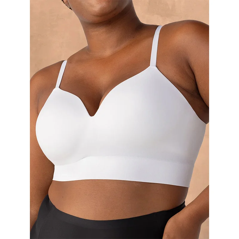 Women's Sexy Body Shaping Plus Size Fixed Cup Bra Supporting Traceless Underwear Comfortable Gather-up Wireless Bra 5