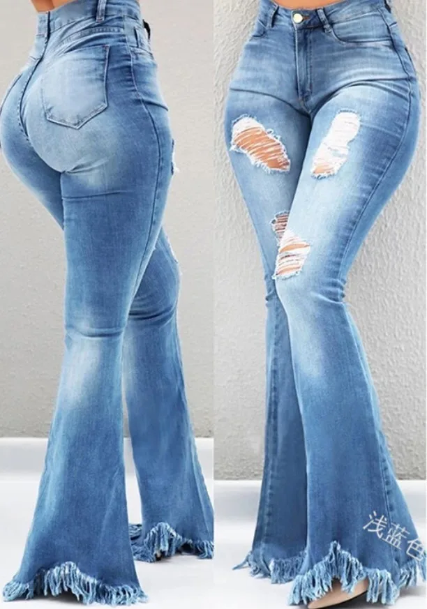 Y2K Clothing Women's Pans 2026 Autumn New Fashion Old Worn White High Waist Jeans Show Thin Tassel Edge Micro Ragged Denim Pants