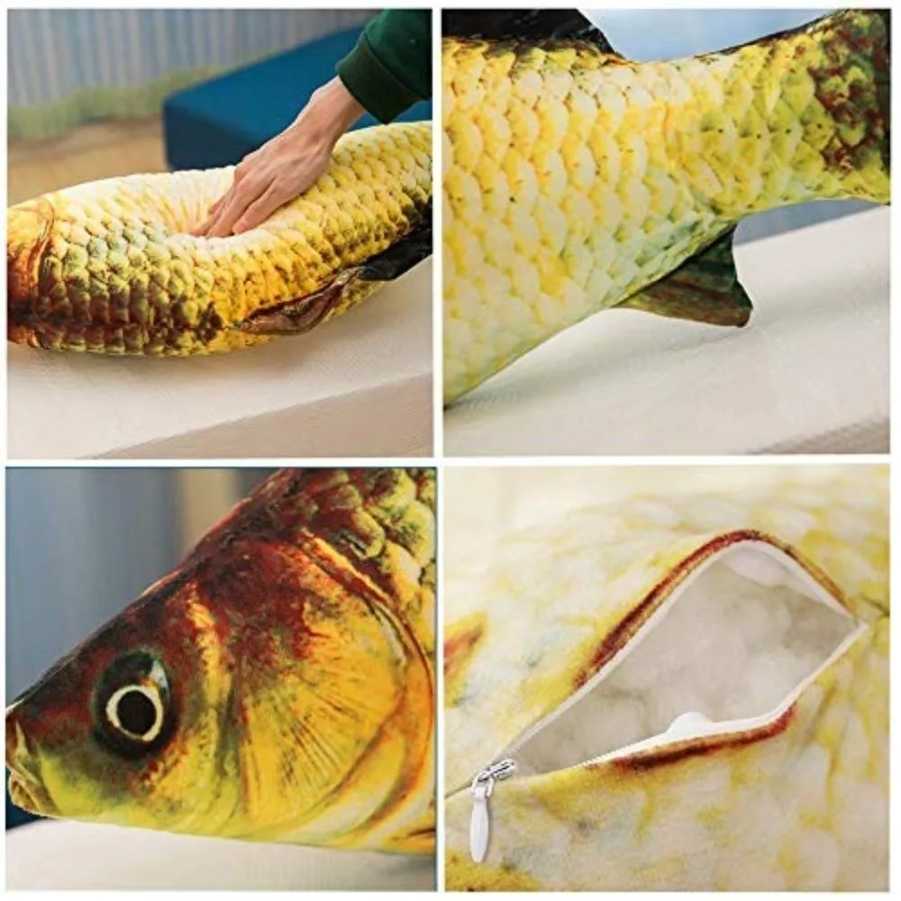실물 같은 디자인의 물고기 인형, 3D 대형 부드러운 소재의 붕어 인형 베개 선물