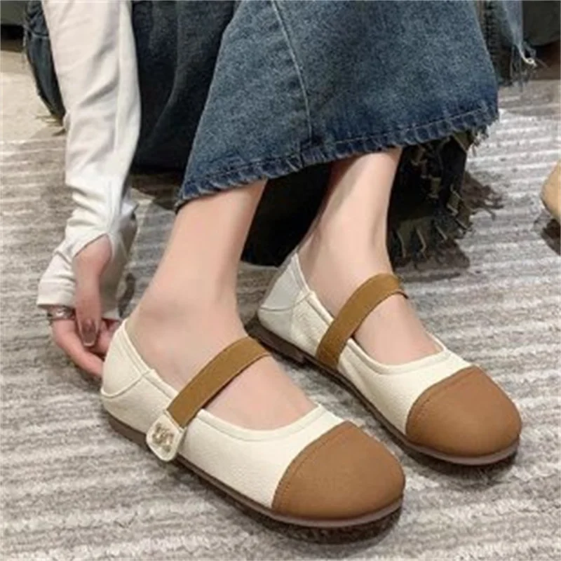 

Single Shoe Female 2023 Spring and Autumn New Flat Bottom Gentle Wind Evening Two Wear Bean Shoes Shallow Mouth Mary Jane Shoes