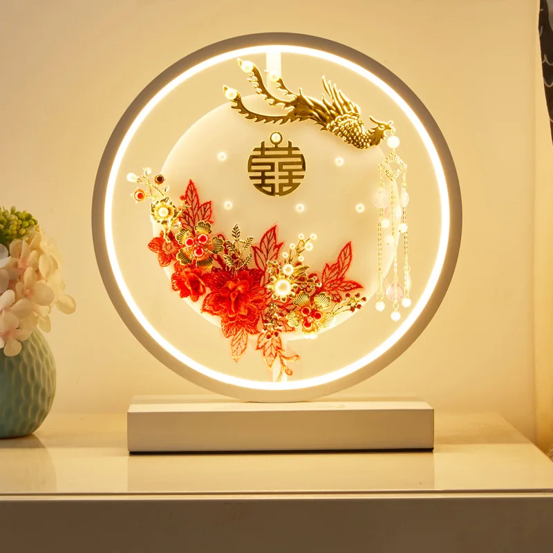 

Настольная лампа в спальню, свадебную комнату, прикроватная лампа, свадебный подарок, лампа Changming, китайская фотолампа, роскошная, счастливая, Счастливая свадьба