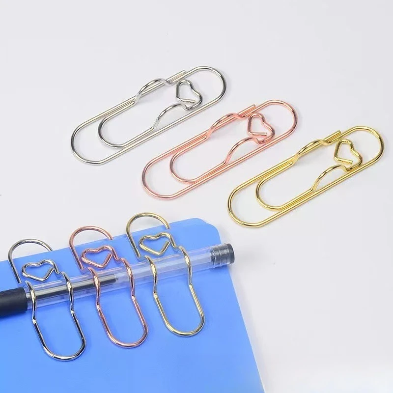 20pcs 다기능 펜 클립 펜 교수형 사랑 종이 클립 버튼 노트북 액세서리 고정 시트 펜 클립