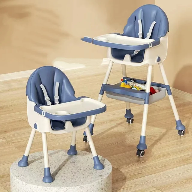 5-in-1 Foldable Baby High Chair - Portable Adjustable Dining Seat with Removable Tray, Safety Harness 3