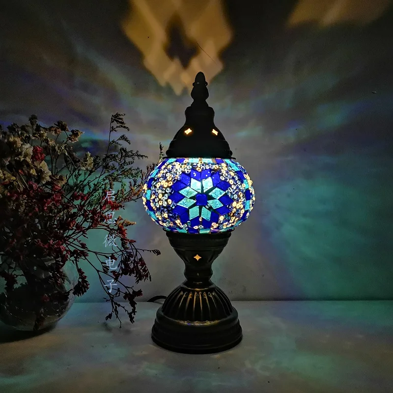 Turkish mosaic table Lamp vintage art deco Handcrafted lamparas de mesa mosaic Glass romantic bed light lamparas con mosaicos 6