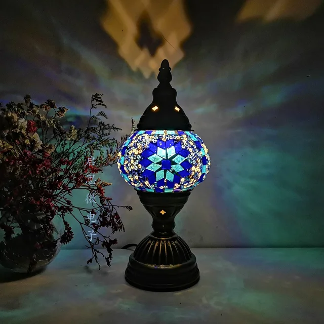 Turkish mosaic table Lamp vintage art deco Handcrafted lamparas de mesa mosaic Glass romantic bed light