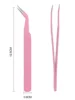 GROINNEYA 1 PC Eyelash Tweezers With Fiber Tips Pink Professional Steel High Precision for Volume Fans Lashes Extensions Makeup 4