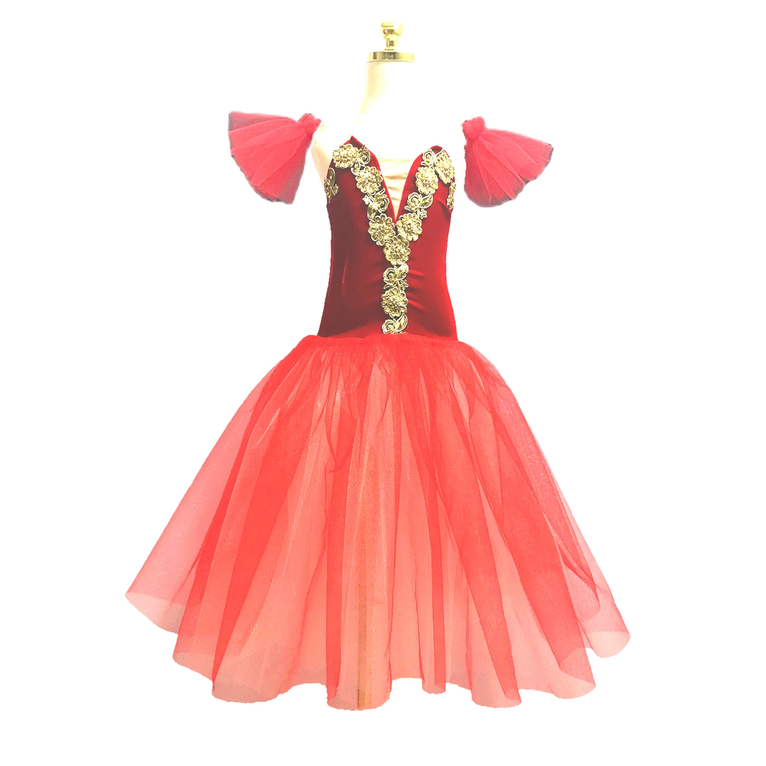 

Red Ballet Dress Long Dance Skirt For Adult Children Professional Belly Costumes Tutu Skirts