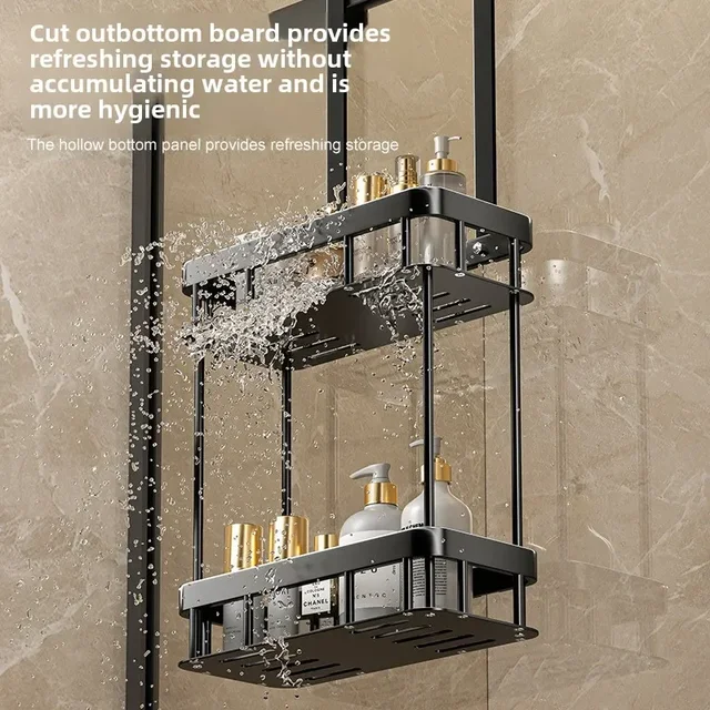 Carrello doccia senza trapano |   Cestino portaoggetti con porta in vetro per bagno |   Portasciugamani per un comodo spazio di bagno 2
