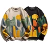 Loose Cartoon Cat Knitwear Winter New Style Couple Outerwear Men Women Base Layer Casual Crew Neck Sweater Autumn Winter