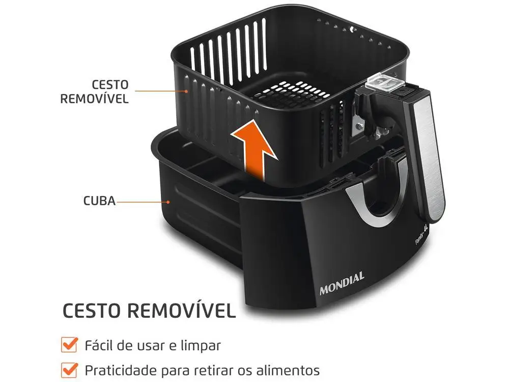 Fritadeira Elétrica sem Óleo/Air Fryer Mondial - 220V 4